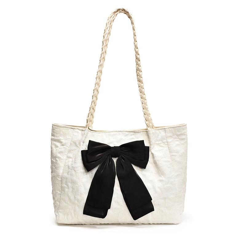 Microfiber Bow Fashi Tote Bags Solid Color Casual Large Capacity 2026  Women's Bags Design Versatile Women's Handbags