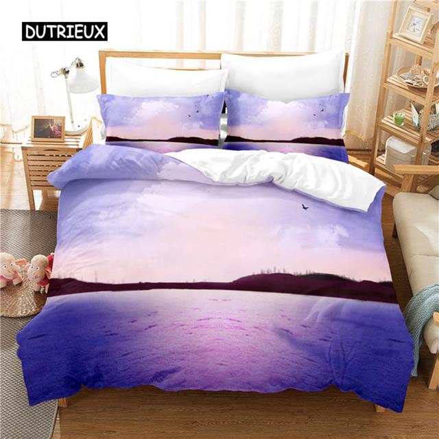 Sonnenuntergang-Bettwäsche-Set, Bettbezug-Set, 3D-Bettwäsche, Digitaldruck, Bettwäsche, Queen-Size-Bettwäsche-Set, modisches Design