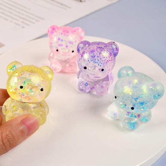 Klarer Bär Quetschspielzeug Stressabbau Glitzerbär Stresszuckerball Sensorisches Spielzeug Weich Langsam aufsteigend Dekompression Fidget Spielzeug