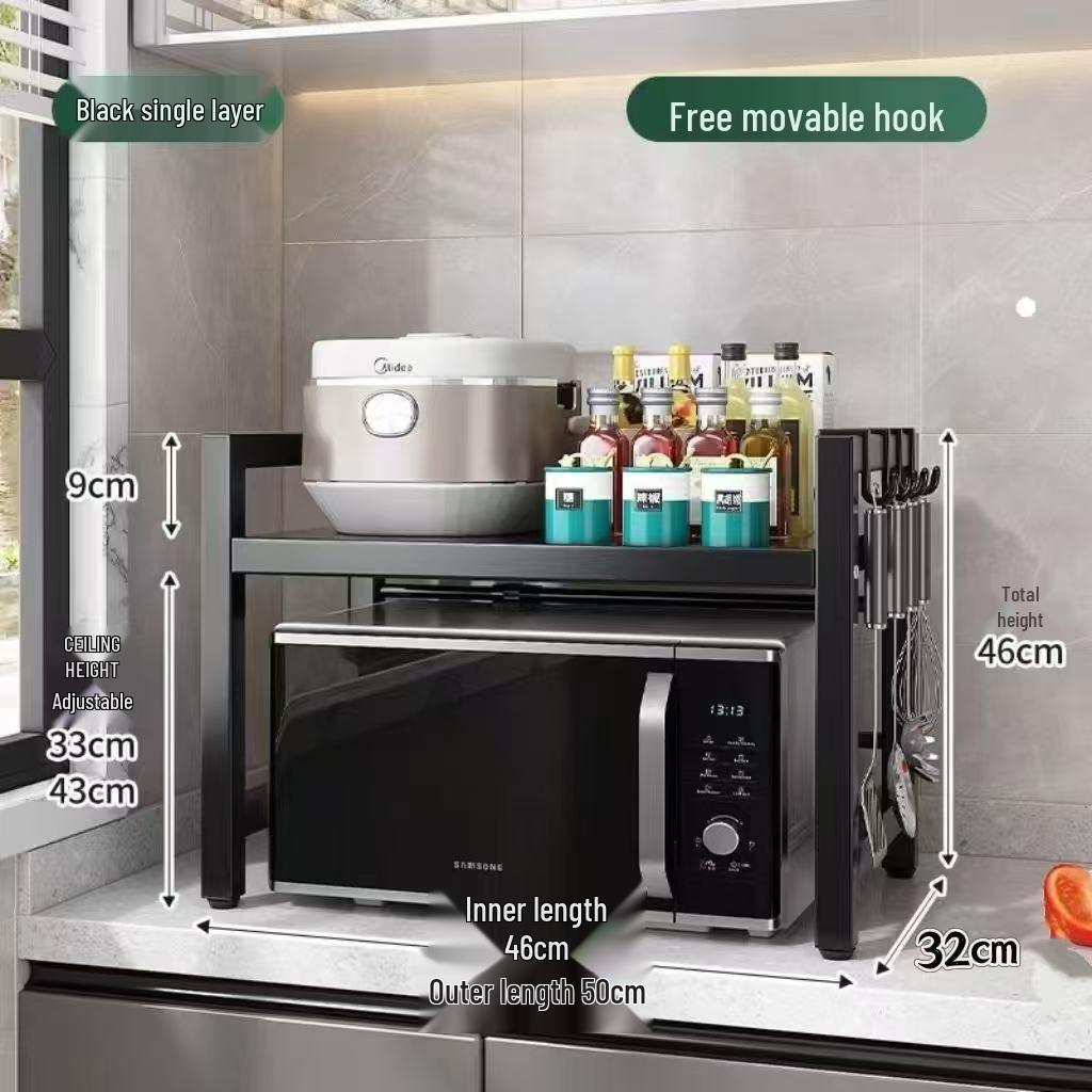 Retractable Kitchen Countertop Shelf for Microwave and Rice Cooker
