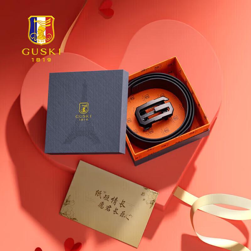 GUSKI Men's Genuine Leather Automatic Buckle Belt