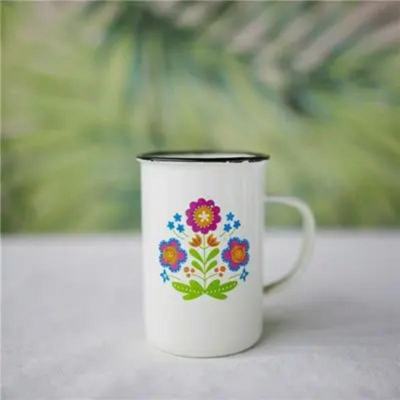 Outdoor Enamel Creative Coffee Tea Water Milk Cups Camping Mugs Enamel Mug with Handle Drinkware Vacation Hiking Mug Gifts