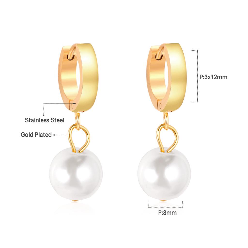 Vintage Fashion Imitation Pearl Clip-On Earrings Niche Design Stainless Steel Women's Hoops Elegant High-End Party Jewelry