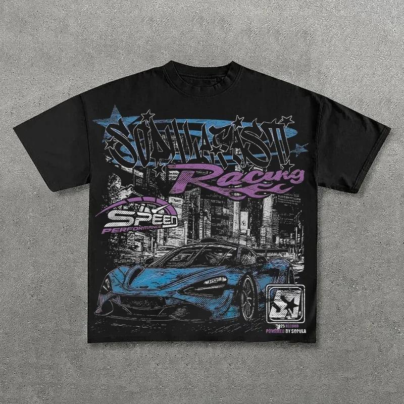 Graphic T-shirt Men Women Vintage Top Hip Hop Streetwear Oversized T-shirt Short Sleeve Casual Clothing Summer Fashion Trendy Tees Top