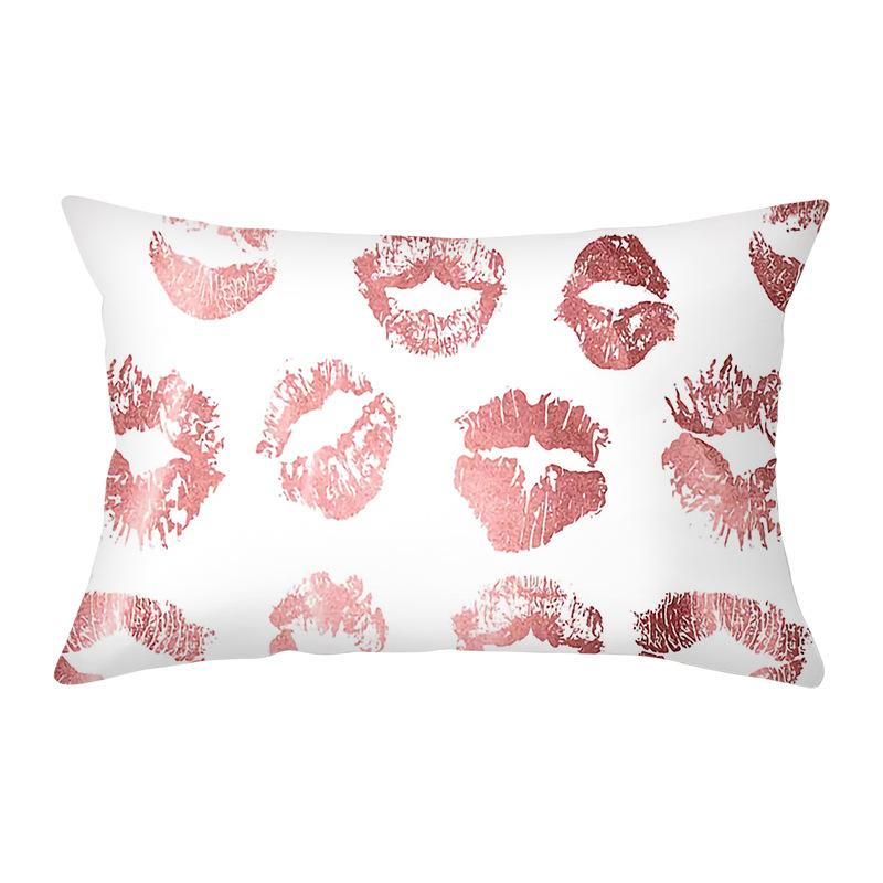 Peach Skin Waist Pillowcase Eyelash Print Cushion Cover Sofa Office Cushion Cover