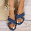 Sommar ytterkläder Denim tofflor Vävda jeans platt botten 35-42 Strandskor Sandaler och tofflor för kvinnor