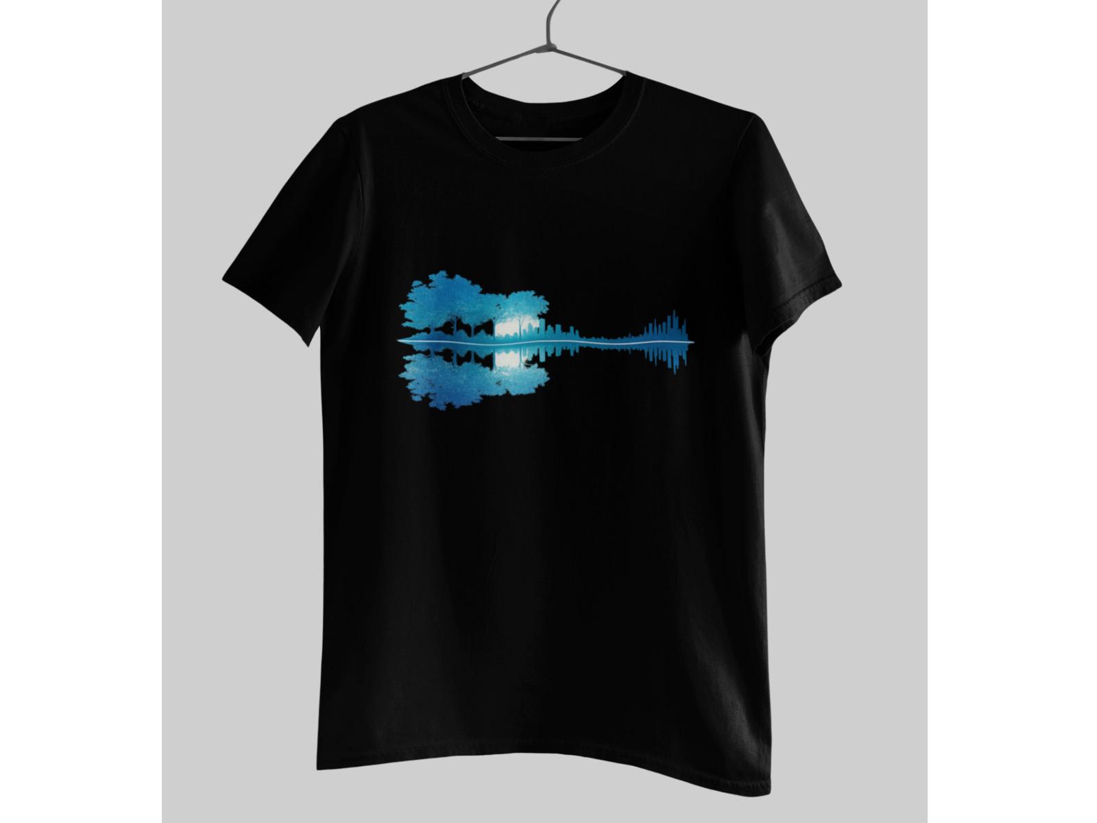 Guitar Lake Shadow Shirt Guitarist Musician Tee Nature Lover Gift XL