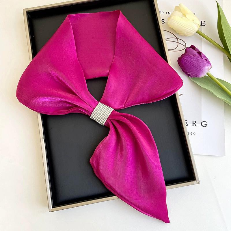 Farbe Für Frauen Für Mädchen Diamant Satin Falscher Kragen Seidenschal Kreuzschals Kreuz Halstuch KTY