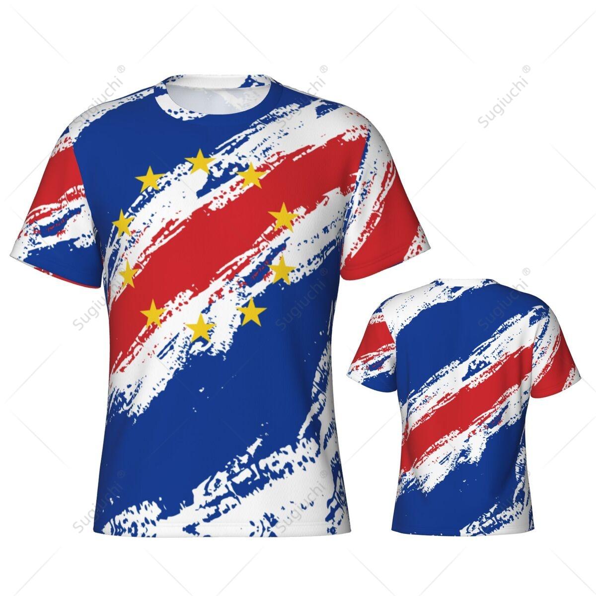 Custom Name Nunber Cape Verde Flag Color Men Tight Sports T-shirt Women Tees jersey For Soccer Football Fans S