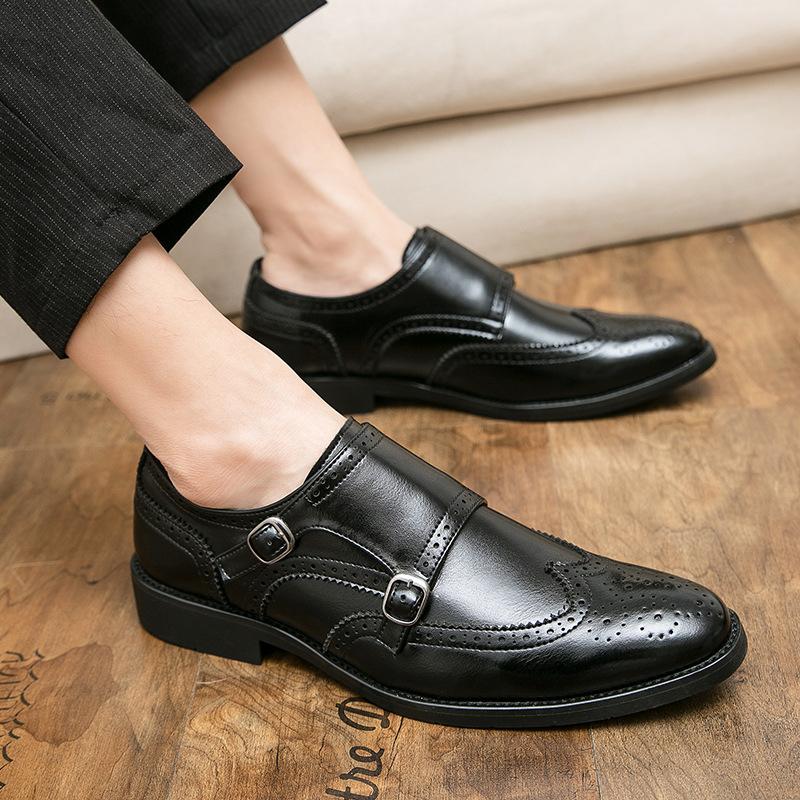 Summer leather shoes British casual business retro lazy shoes breathable brock carving