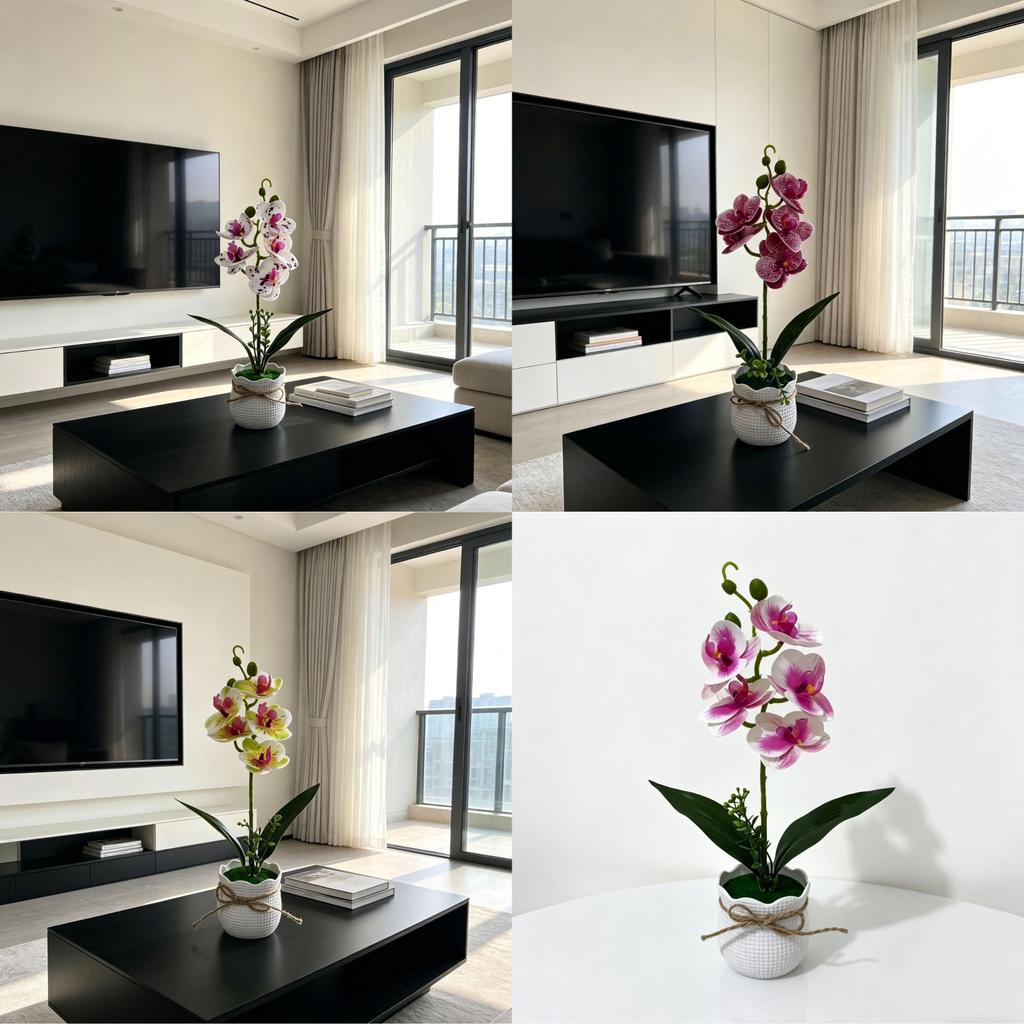 Butterfly Orchid Plastic Flower Plant With Base For Home Decor And Photography Props