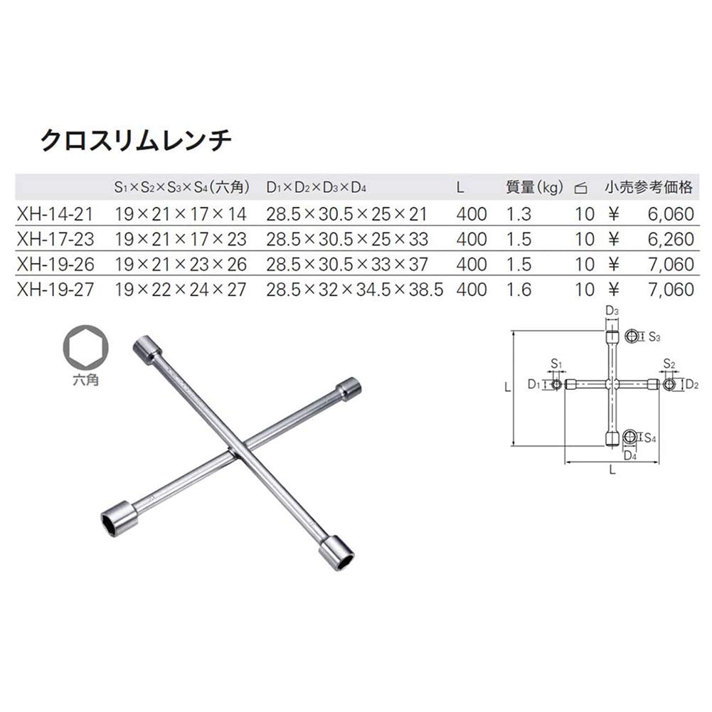 Kyoto Machinery Tools Cross Rim Wrench (KTC) XH-17-23