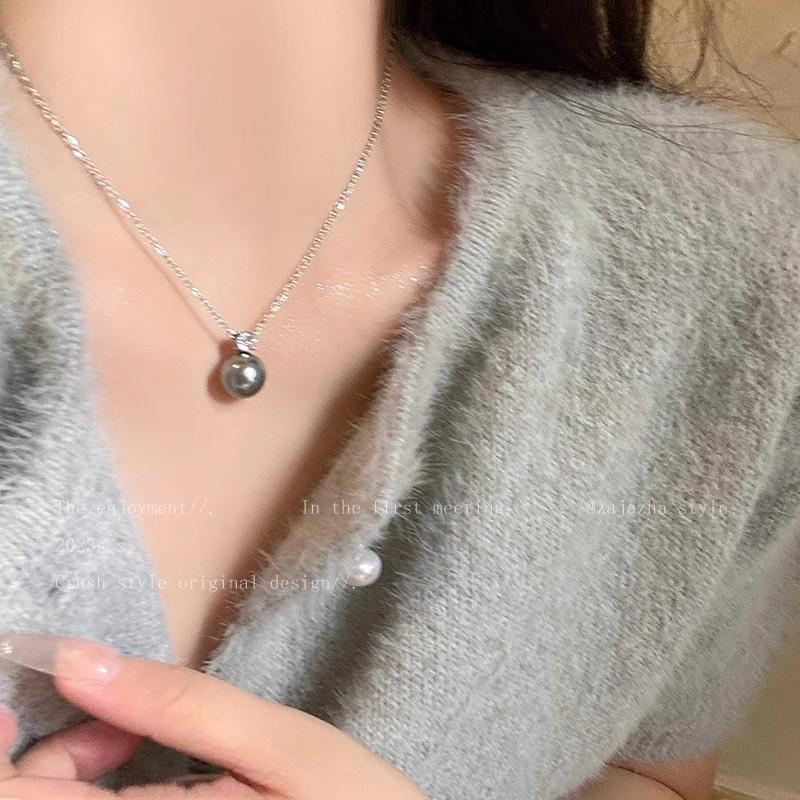 Ins Wind Pearl Necklace Design Collarbone Chain Love Pendant Jewelry