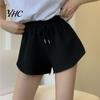 Comfortable Daily Wear Shorts Women Summer Drawstring High Elastic Waist Solid Color A-line Elegant Soft Breathable Thin Loose Beach Sports Jogging