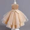 Children's Dress Princess Dress with Bow Solid Color Sequin Performance Cake Dress