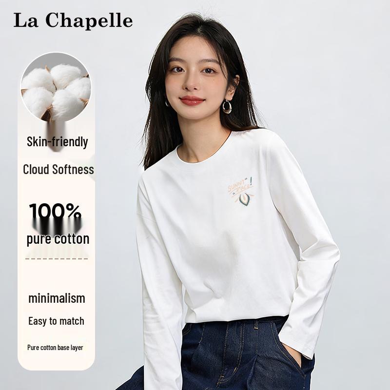 La Chapelle Women's Loose Long Sleeve Cotton T-shirt