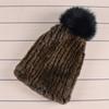Winter Fur Hats for Ladys Women's Rex Rabbit Fur Caps Beanies Solid Elastic Winter Fashion Accessories Fox Fur Pompom Hat