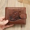 Men Front Pocket Wallet Large Capacity Bi-fold Wallet with Zipper Pocket Embossed Animal Card Holder Folding Cash Coin