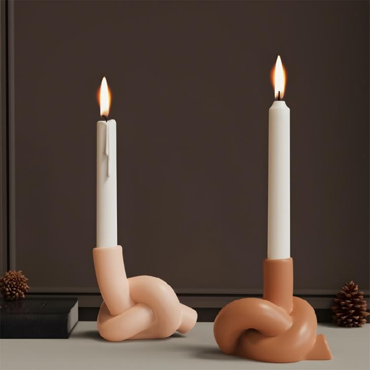 Silicones Candle Holders Molds With Unique Rope Knot Design Tapered Candlestick Making Mould For Handmade Gift And Craft