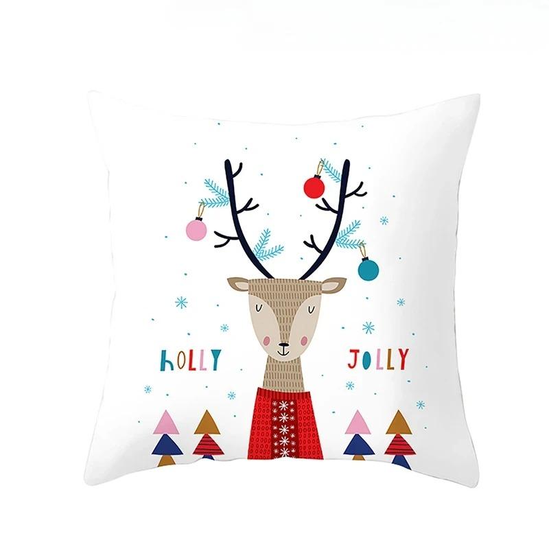 1 Piece of Christmas Decoration Pillowcase Cartoon Santa Claus Snowman Pattern Sofa Cushion Suite Room Home Decoration Gift
