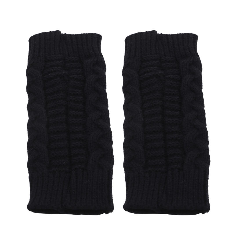 Женские вязаные перчатки без пальцев Зимние теплые эластичные нарукавники Мягкие милые перчатки для телефона Текста Сообщений Вождения На улице One Size чёрный