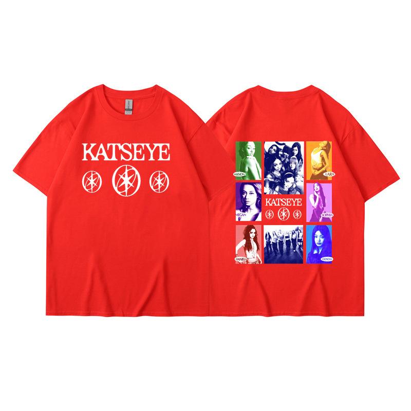 New KATSEYE printed T-shirt men's and women's casual T-shirt high-quality short sleeves