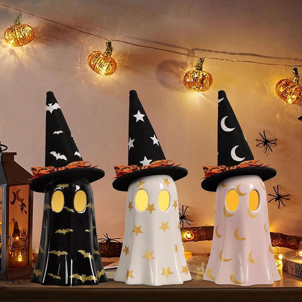 Decorazione di fantasmi Spookys in resina, statuette di fantasmi colorati, decorazioni per la casa