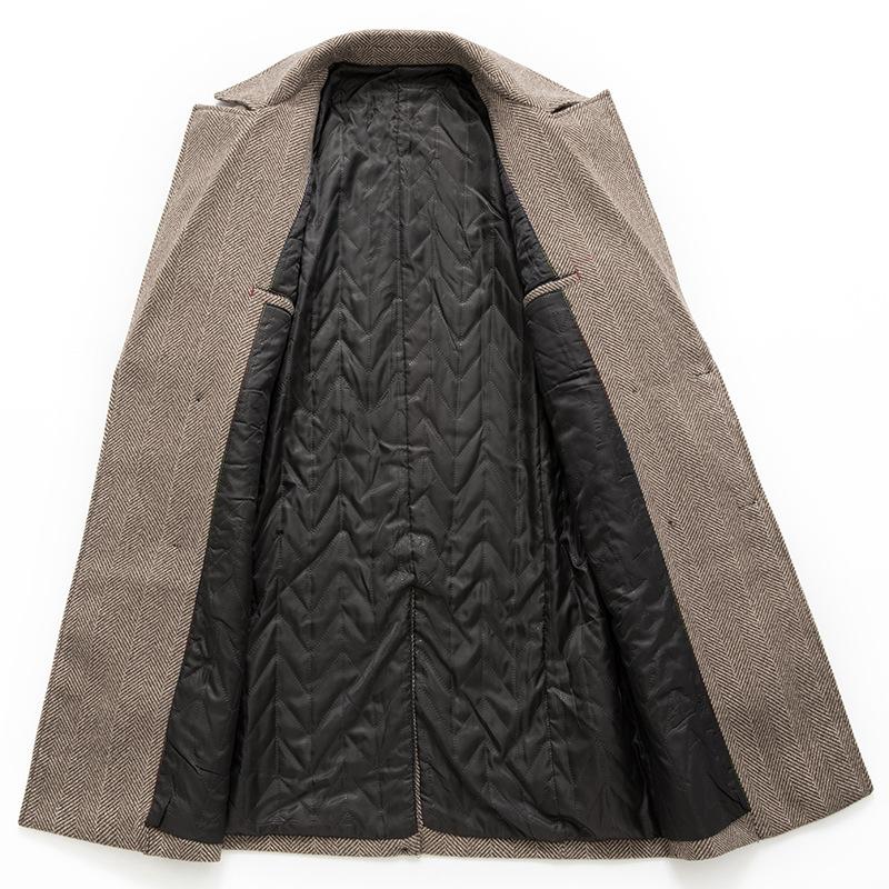 New  Men's Double Breasted Wool Coat Simple Mid-length Trench Men Business Casual Woolen Jacket Male Warm Windbreak Overcoat