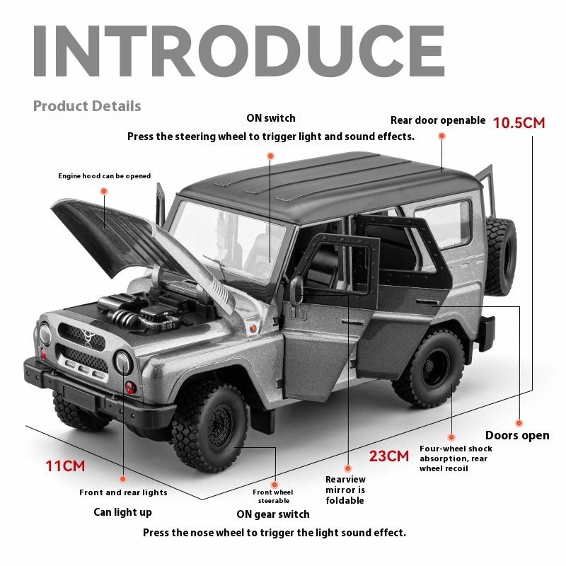 1/18 Model de Automobil Rusesc UAZ Hunter Metal Turnat Sub Presiune Mașină de Jucărie Off-Road, Sunet și Lumină Simulat Jucărie de Halloween Cadou