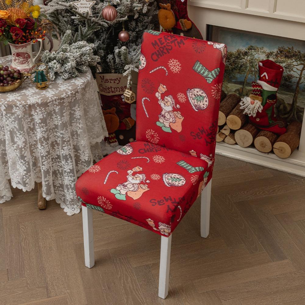 Christmas Chair Covers Stretchable Dining Chair Slipcovers Holiday Decorations Elastic Seat Covers for Table Setting