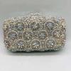 WHTUOHENG Crystal Evening Clutches Bag Green/Champagne/Pink/Silver Diamond Wedding Purses Rhinestone Women Flower Handbags