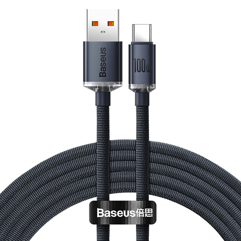 

Кабель Baseus 100 Вт USB C, быстрая зарядка, кабели передачи данных за 27 минут для Huawei Honor Xiaomi 6A, высокая сила тока, передача данных 480 Мбит/с 2m чёрный