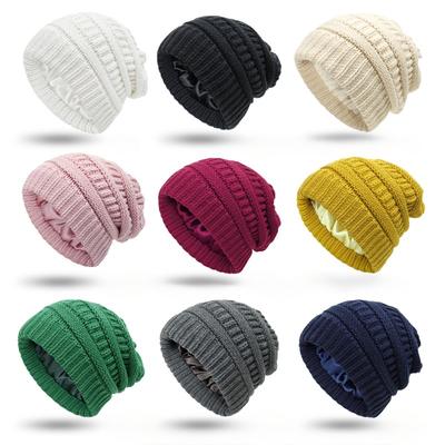 Autumn Winter Hats for Women Protective Hairstyles Warmth Knitted Yarn Polyester Hats