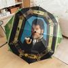 1pc Johnny Hallyday Umbrella Portable Folding Umbrella Iron Frame Hole Bone Structure Outdoor Home Umbrella