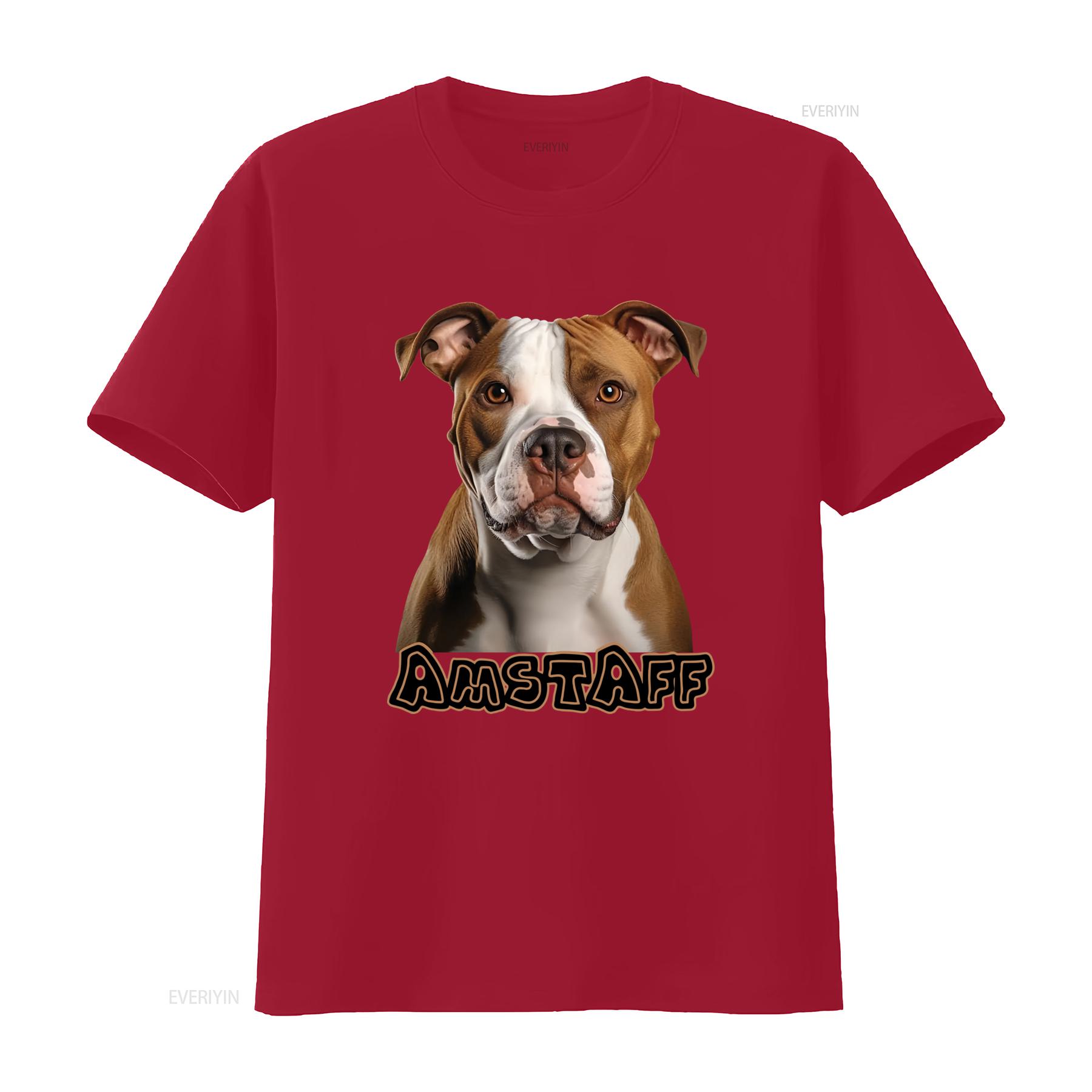 AmStaff T Shirt for American Staffordshire Terrier Owners Unique Pit Bull Design vintage Washed designer clothes streetwear S