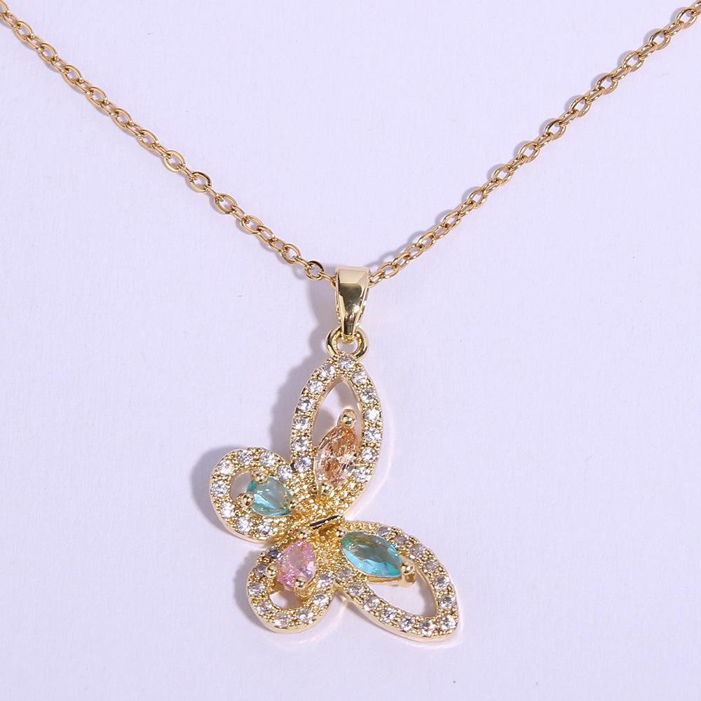 New personalized high-end butterfly pendant necklace women's colorful niche design necklace sexy temperament necklace
