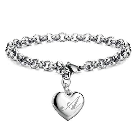 Adjustable Polished Smooth Edge Electroplating Ornamental Decoration Delicate Heart 26 Letters Alphabet Initial