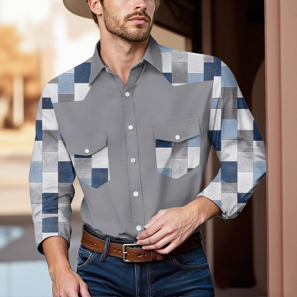 Men'S Fashionable Lapel And Shoulder Length Long Sleeved Casual Top