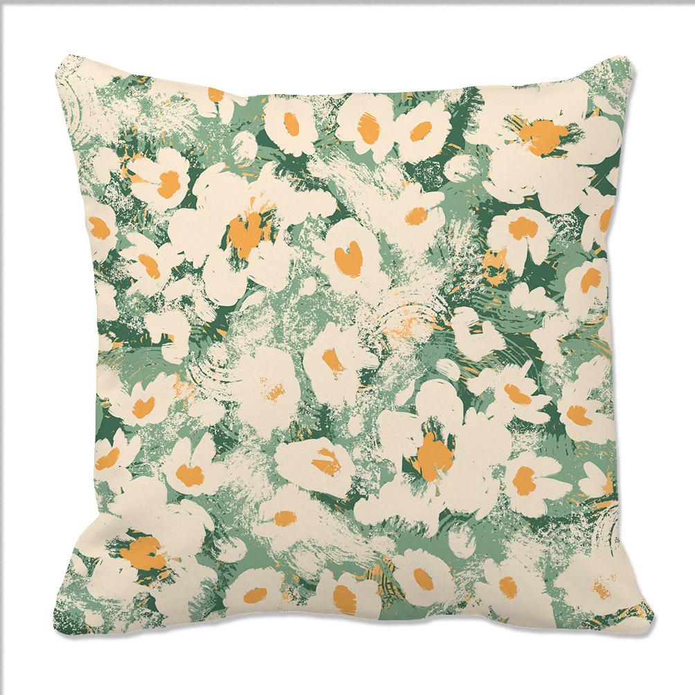 Spring and Summer Floral Contrasting Color Flower Pillow Case Digital Printed Pillow Home Romantic Decoration Sofa Backrest