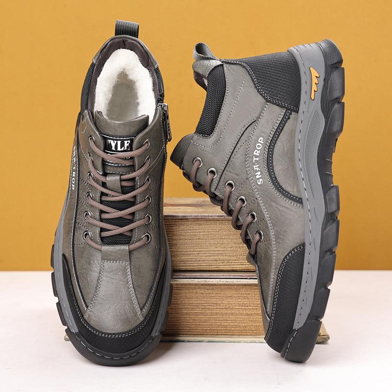 

Mens soft elastic waterproof winter warm cold padded snow boots thick bottom non-slip wear outdoor leisure sports running cotton boots 44