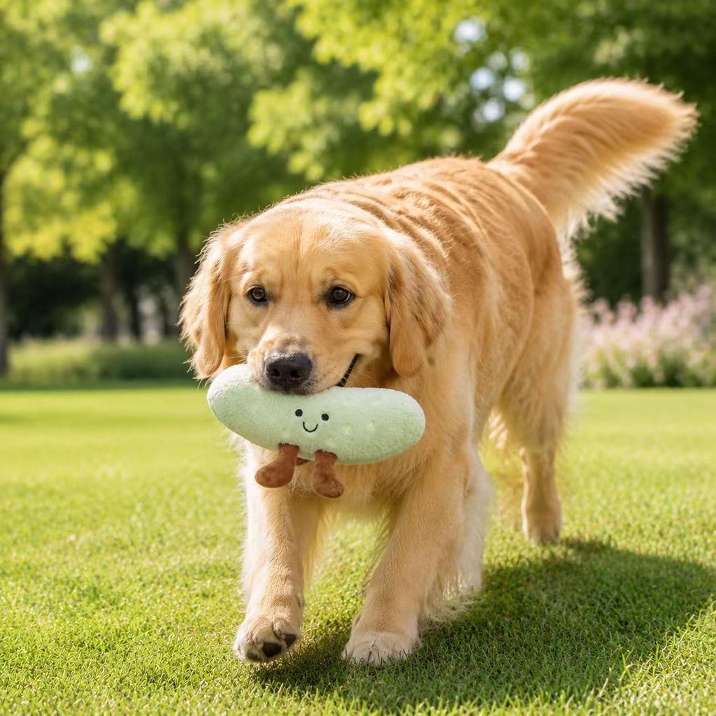 Interactive Green Cucumber Dog Plush Toy: Relieves Boredom, Self-Entertainment, Chew Toy with Unique Shaking Sound