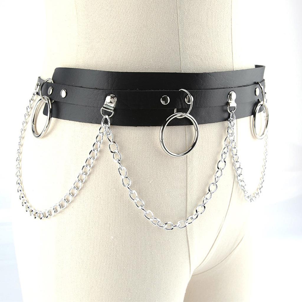 Hip Hop Trend Waist Belt Punk Wide Chain Heavy Duty Grunge Chain Modern Waistband Waist Chain Studded Belt