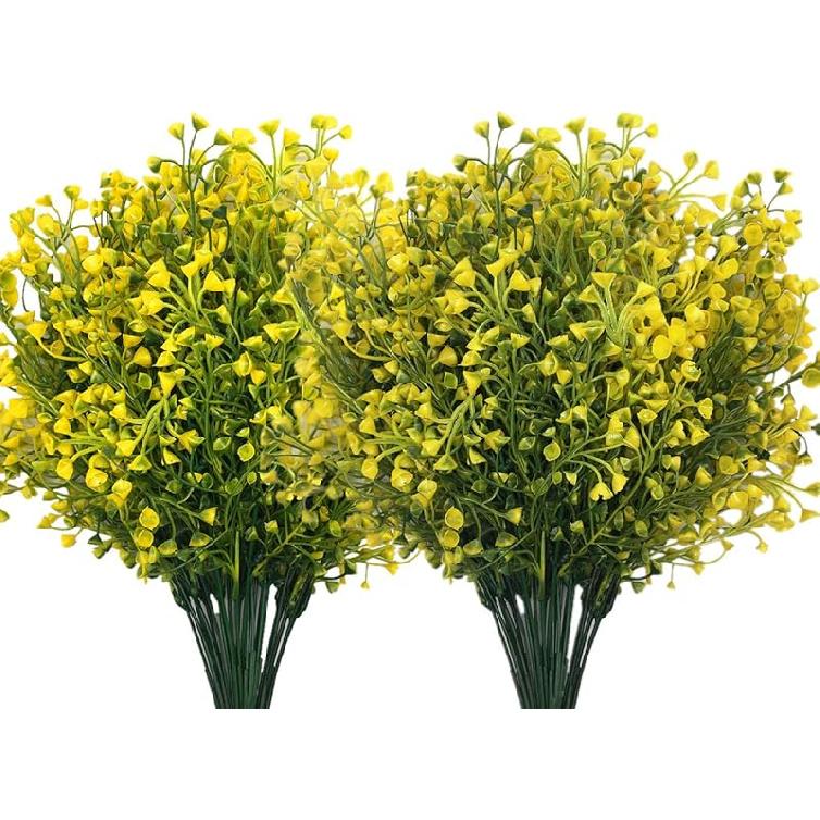 PASYOU Fake Leaves Plants for Christmas Decor, Gold Artificial Shrubs Grass Foliage Plastic Bulk Leaf Indoor Outdoor Home Garden Party Hotel Verandah