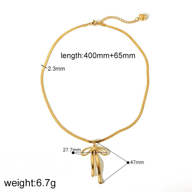 

Elegant Butterfly Bow Jewelry Set With Titanium Steel Pendant And Drop Earrings For Daily Wear Style B