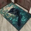 Luxurious Floor mat Crystal Velvet 3D Panther Forest Print Area Mat - Non-Slip, Machine Washable, Elegant Jungle Design for