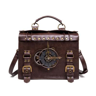Women Bag Pu Leather Steampunk Industrial Retro Handbag Large Capacity Hasp Female Shoulder Messenger Bags