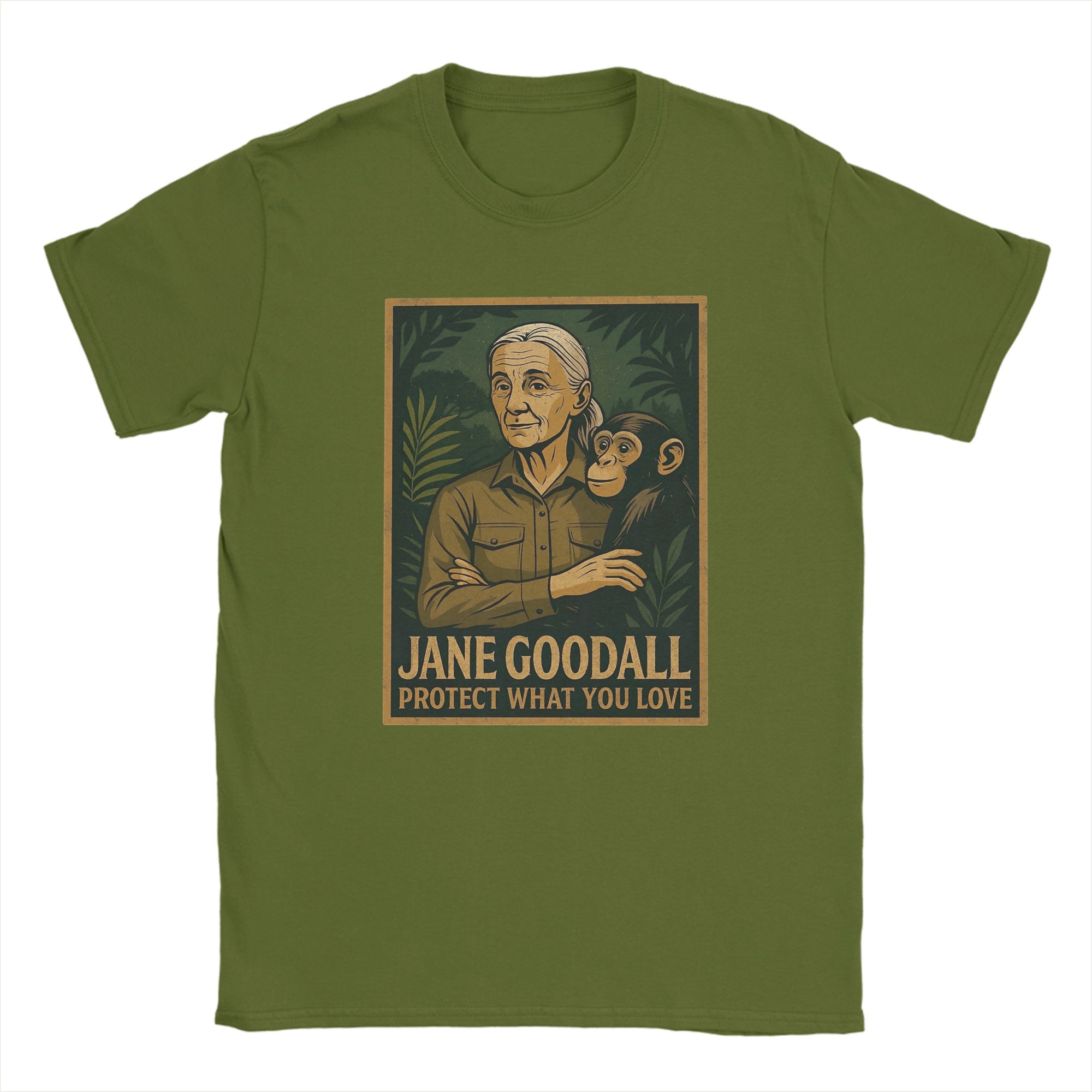 

Jungle Chimps Jane Goodall T Shirt Summer Novelty T Shirts Men Cotton Breathable 4XL 5XL 6XL Tees Short-Sleeve Y2K Basic Tops 3XL