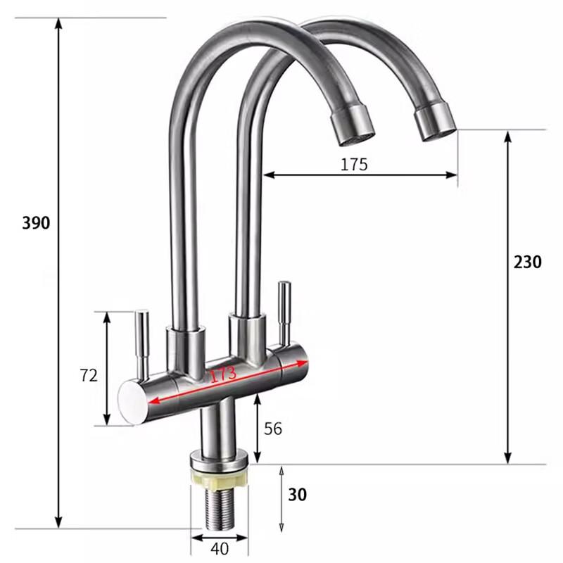 TLXT Double Handle Single Cold Kitchen Faucet
