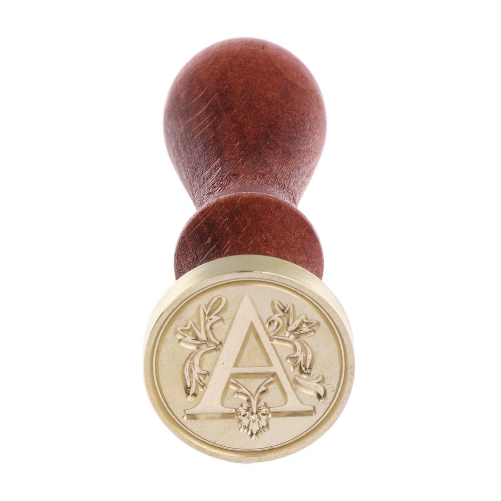 Handmade Alphabet Letter Sealing Wax Stamp Wooden Handle for Wedding Invitation Scrolls