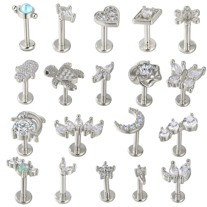1 Adet Çiçek Tragus Piercing Küpe Ucu İçten Dişli 316L Cerrahi Çelik Takı